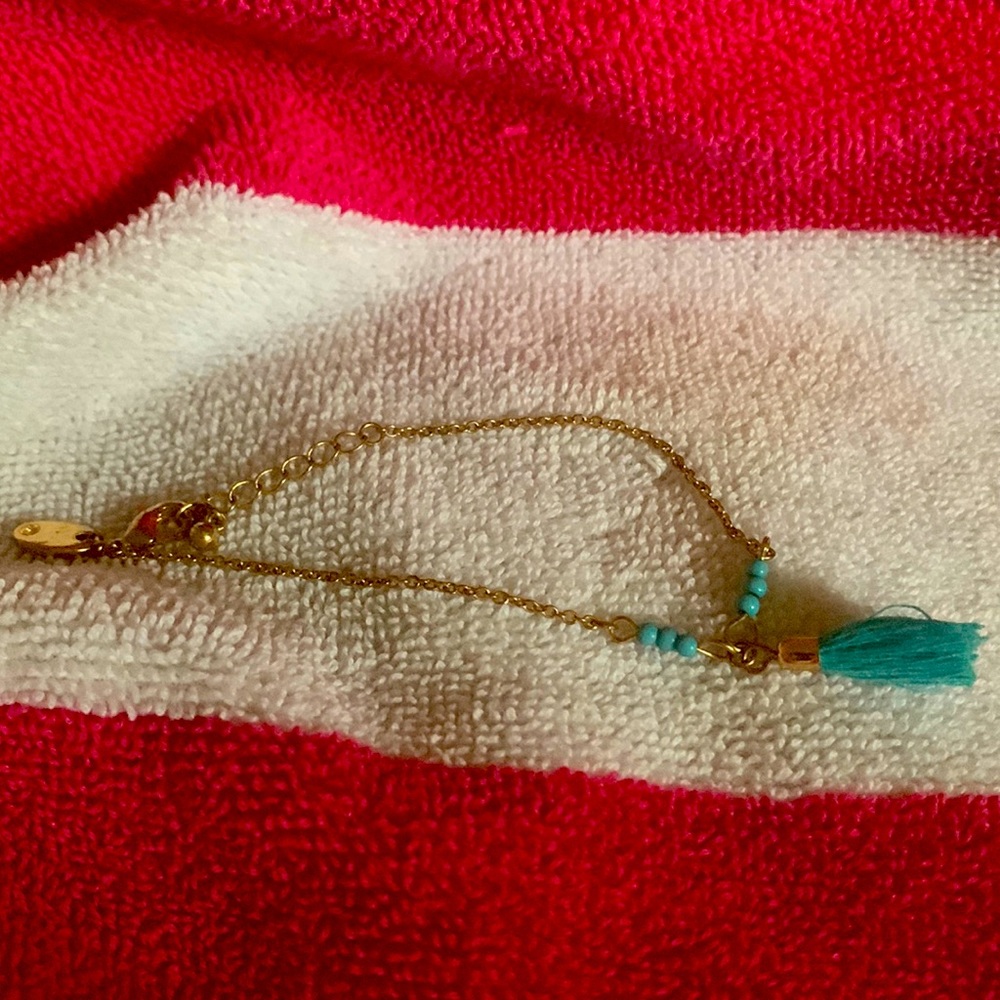 Gold plated delicate boho tassel bracelet